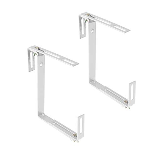 Soporte para caja de flores Xclou sin taladro - Soporte para caja de balcón en gancho blanco y soporte 18,5x4,5x17 cm