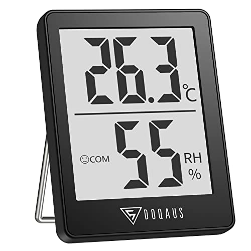 Mini Termómetro Higrómetro Digital DOQAUS Medidor de Temperatura con 5s de Respuesta Rápida para Temperatura y Humedad del Casa Ambiente (Negro)