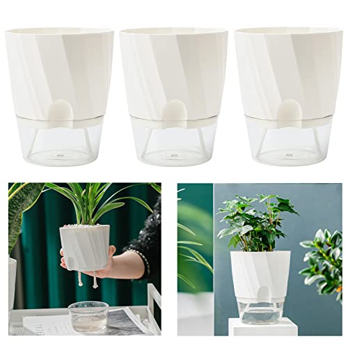 Macetas Plastico con Autorriego y Almacenamiento de Agua, 3 PCS macetas para Plantas de Interior Exterior, Adecuado para Interiores u oficinas,...