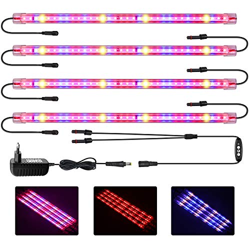 Lámpara de Plantas Luces rojas y azules y de espectro completo con temporizador automático 3/6/12H, 3 modos de iluminación, lámpara de brillo de 4...