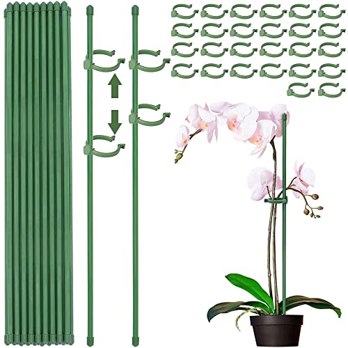 15 Piezas tutores para orquideas,Palos para Plantas con 30 Clips para Plantas,Tutor Plantas plastico,Tutores para Plantas,Tutor Plantas Palitos de...
